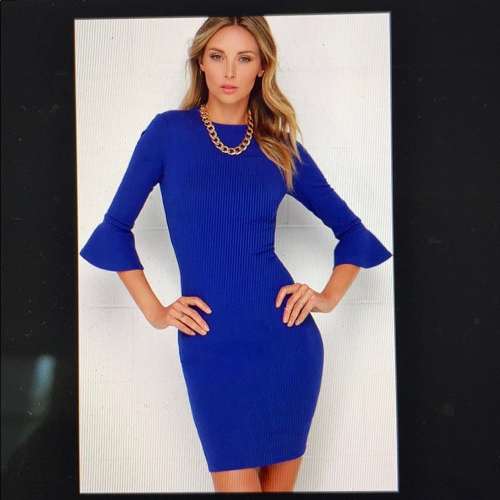 XS Sleeve your mark royal blue bodycon dress